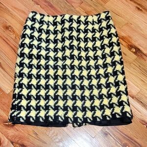 INC Houndstooth Yellow Wool Skirt Size 8